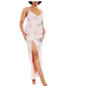 Forever 21 Plus Sequin Beaded Maxi Dress Petal Pink Size 0X